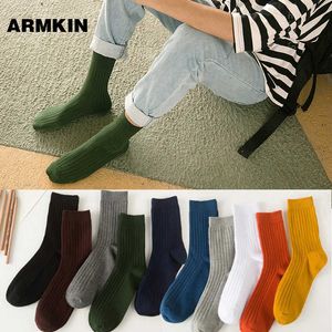 Herrstrumpor Armkin 10 färger Socks Män högkvaliterad kammad bomull Pure Color Skarpety Calcetas T221011