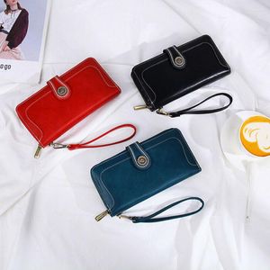 Plånböcker Kvinnor läder plånbok lång koppling telefonkorthållare mjuk handväska xmas gåva
