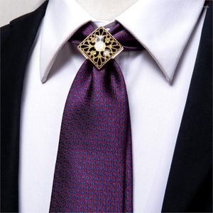 Bow Ties Hi-Tie Business Men's Bolo Tie Gold Ring Silk Luxury Purple For Men Floral Hanky ​​Cufflinks Set Wedding High Quality Slips