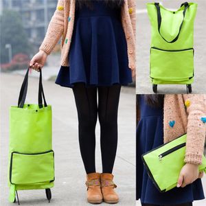 Shopping Bags Foldable Trolley Bag Portable Cart Folding Home Travel Luggage Green