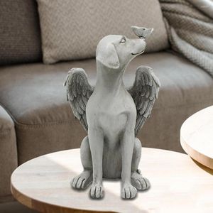 庭の飾り記念像天使犬の記憶記念品の彫刻墓地マーカー樹脂の置物