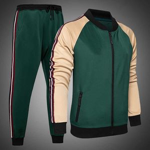 Tute da uomo Tuta da uomo Set Due pezzi Abbigliamento sportivo Moda Colorblock Tuta da jogging Autunno Inverno Abiti Abbigliamento da palestra G221011