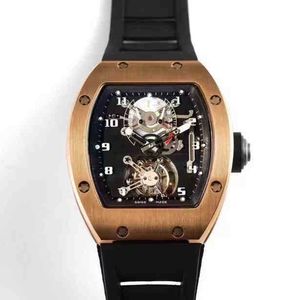 Luksusowe męskie zegarek mechaniczny Business RM001 Manual Tourbillon Fine Steel Case Black Tape Fashion Swiss Ruch Ruch