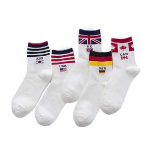 Men's Socks New Fashion Casual White Flag Brand Happy Creative Cotton calcetines hombre T221011