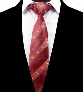 Boogbladen gusleson voor mannen 8 cm zijde gestreepte stropdas en dierenhond roodblauw zwart bruiloft stropdel man pak feestbedrijf cadeau