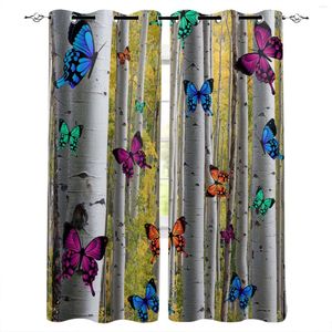 Curtain Color Butterfly Birch Forest Bedroom Modern Window For Living Room Decoration Curtains Home Textile Drapes