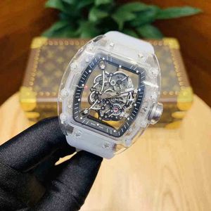 Transparent Mens Watch Fully Automatic Mechanical Hollow Out Fashion Luminous Personality Wine Barrel Tape Large