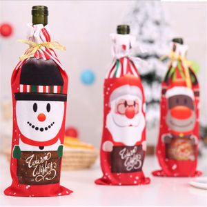 Juldekorationer Santa Snowman Elk Wine Bottle Cover Champagne Bag Ornamente Dinner Decor Navidad Kerst Year Gift