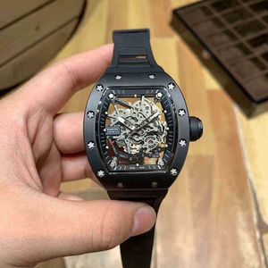 Luxo masculino relógio mecânico negócios lazer rm035 automático preto cerâmica caso fita moda movimento suíço relógios de pulso