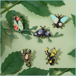 Pinos broches de inseto broche mariposa escorpião cigarra bruchos de esmalte pino e crachás Padrão de flor de jóias design criativo 2 47qh e3 dr dh1wy