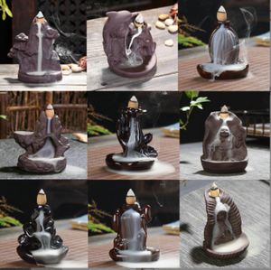 Fragrance Lamps Ceramic Glaze Waterfall Backflow Incense Burner Censer Holder Cones Home Decor Stick Smoke Cone Tower Lotus FY5570 b1012