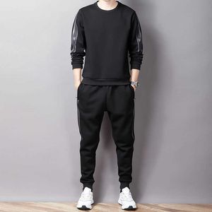 Herrspårspårsspårsdräkt Casual Sweatshirt och Sweatpants Two Piece Set Spring Autumn Sports Suit PCS Set Fashion Male Clothing Y G221011