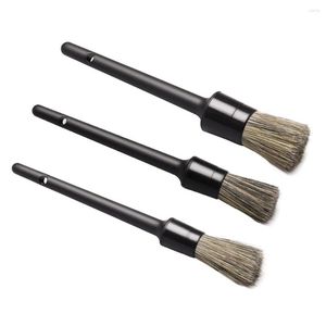 Car Sponge 3 Pcs Natural Boar Hair Detailing Brush Set Soft Bristle Cleaning Kits Atuo Tire Wheel Wash Exterior Accessories