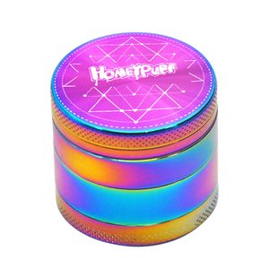 Wee Grinder Rainbow Color Zinc liga de zinco Fumaça de fumaça Diâmetro 40mm 4 peças Metal Tobacco Grinders fumando triturador de ervas Crusher de cromo