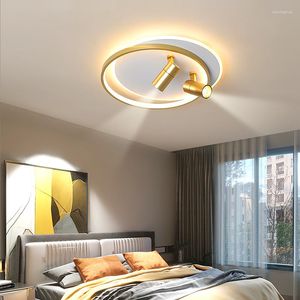 Ljuskronor 2022 Modern LED -ljuskrona med spotlight f￶r sovrum matsal runt akryl taklampa svart inomhusljus