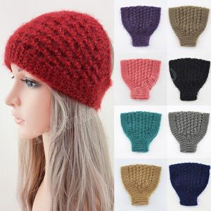 Gestrickte Stirnbänder Häkeln Woolen Stricken Kopf Wrap Frauen Kopfbedeckungen Weiche Turban Elastische Haarband Einfarbig Femme Haar Zubehör