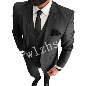 Düğün Smokin İki Düğme Erkekler Damatçılar Notch Yakası Damat Smokin Düğün/Balo Adamı Blazer Ceket Pantolon Yelek Kravat W1122