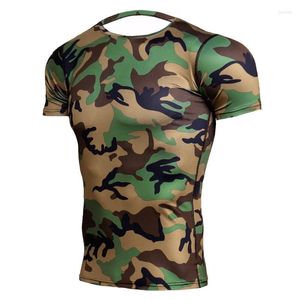 T-shirts pour hommes Camouflage Couleur T-shirt Men Compression Tee Shirt Fitness Army Green Black Tops Sports Vêtères Body Body