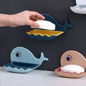Soap Dishes Creativity Whale Shape Box Drain Holder Portable Shower Dish Storage Plate Tray Bathroom Supplies