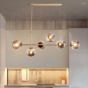 Chandeliers Modern Ceiling Chandelier Smoky Gray Glass LED 6-light Adjustable Hanging Lamp For Kitchen Loft Living Dining Room Golden Black