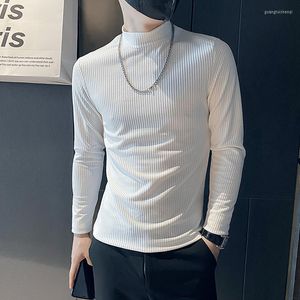 Men's T Shirts 2022 Brand Clothing High Quality For Men Spring Long Sleeve T-shirt/Male Slim Fit High-Necked Casual T-shirt/Plus Size S-3XL