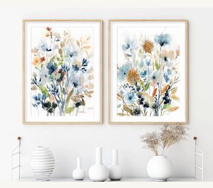 Leinwandgemälde, Aquarell, Mode, Mix, Blumen, Blätter, botanische Poster, Leinwanddrucke, Gemälde, Wandkunst, Bild für Wohnzimmer, Inneneinrichtung, Heimdekoration