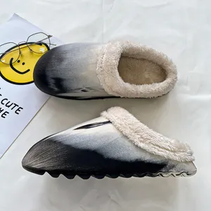 Cotton Slippers Winter Warm Covered Feet Cotton Shoes Women's Shoes Suede Personalized Painted Thick Soft Plush Outdoor Men's Snow Boots Size 36-45