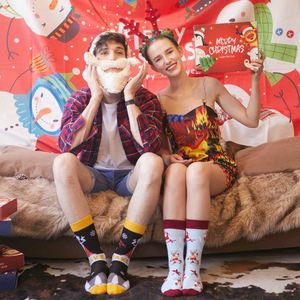 Herrstrumpor Nya 2021 Julstrumpor Kvinnor Peonfly Funny Santa Claus Christmas Tree Snow Elk Cotton Happy Socks Men Harajuku New Year Sokken T221011