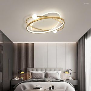 Lampadari Lampadario a led in stile moderno per camera da letto Soggiorno Cucina Studio Lampada da soffitto Anello d'oro Design rotondo Telecomando Luce