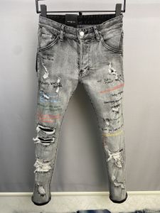 2022 neue Männer Jeans Loch Hellblau Dunkelgrau Italien Marke Mann Lange Hosen Hosen Streetwear Denim Skinny Slim Gerade Biker Jean für D2 Top Qualität 28-38 Größe