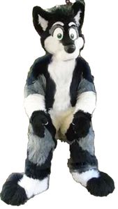 Profesjonalny długi futra husky pies fox Mascot Costume Fursuit Halloween furry garnitur kreskówki sukienki imprezowe