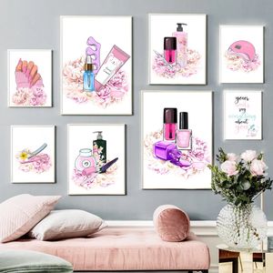 Nail Salon Studio Gallery Nordic Poster Paintings Luxury Long Nail Wall Art Print Canvas Painting Beauty Decor Pictures For Living Room