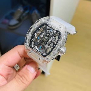 Fashion Men's Automatic Mechanical Watch Transparent Snow Glass Hollowed Out Personalized Tape Sports Waterproof