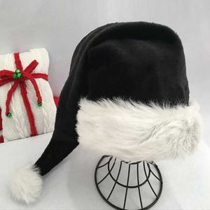 Cappelli da festa 75 cm Cappello di Natale per adulti Black Red Long Plush 2023 Decorazioni per cappellini Navidad per Babbo Natale Supple Supplie L221012