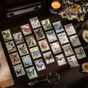 Embrulho de presente 40 PCs/lote Plant Butterfly Scrapbooking Label Journal Material Literary Stickers Bronzing decorativo