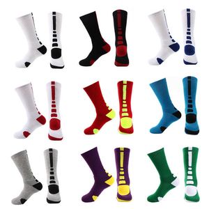 Herrstrumpor Nya färgglada elit Men Socks Long Coolmax Outdoor Cycling Basketball Running Sport Sock för manlig julklapp T221011