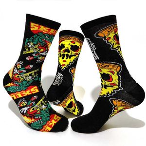 Meias masculinas Nova personalidade Cartoon Men Meias Casal Casal Dragão Dragão Charizard Skull Sand Harajuku Hip Hop Compression Socks Gifts T221011