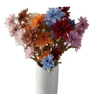 En faux blomma l￥ng stam dahlia 5 huvuden per stycke simulering h￶st pion f￶r br￶llop hem dekorativa konstgjorda blommor
