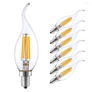 6pcs/lote E14 lâmpada de vela LED Edison Retro Filamento Lâmpada quente/fria branca 2W/4W/6W C35 Light Light Light