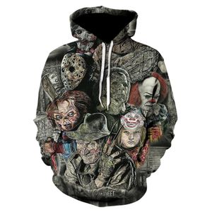 Bluzy męskie bluzy jesień/zima nowe 3D Hallowmas Print European i amerykański luźne pullover 047