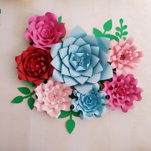 Decorative Flowers Personalized Customized 7PCS Giant Paper Large Flower With 7 Pcs Leaves For Wedding Backdrop Baby Nurseries Decorations