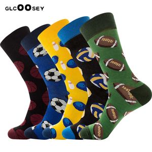 Men's Socks Colorful Men Basketball Soccer Rugby Tennis Football Bowling Sports Ball Pattern Happy Wedding Socks Funny Cotton Crew Homme Sox T221011