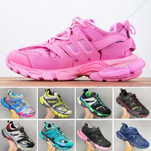 2022 Erkek Kadınlar Günlük Ayakkabı Track 3.0 Spor Sneakers Lüks Marka Tasarımcı Eğitmenleri Üçlü S Deri Platform Spor Sneaker Buz Pembe Mavisi Beyaz Turuncu Siyah Sneaker M32