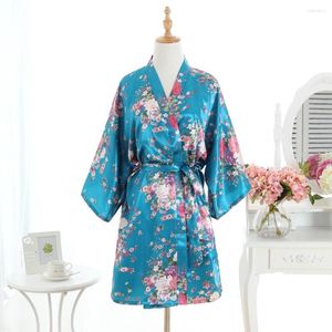 Women's Sleepwear Cherry Robe Lake Blue Kimono Bride Dressing Gowns For Women Home Bridesmaid