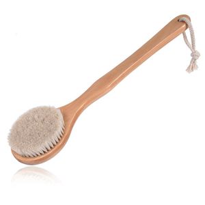 Bath Brushes Sponges Scrubbers 40Cm Natural Horsehair Body Brush With Long Wood Handle Perfect For Dry Skin Shower Back Drop Deli Dhkes
