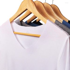Koszule męskie Sprzedawanie cienkich mężczyzn koszulka z krótkim rękawem V Nneck stały kolor ciasny dno szczupły szwane bieliznę styl modalny