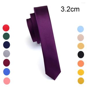 Bow Ties GUSLESON Super Slim Tie 3cm Satin Red Yellow Black Solid Handmade Fashion Men Skinny Narrow Necktie For Wedding Party