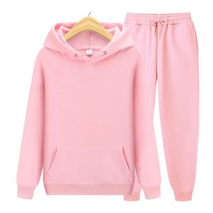 Set larghi da donna Tute da palestra Cappotti lunghi con cappuccio Set con cappuccio Cerniera Abbigliamento sportivo caldo Pantaloni da jogging Felpe da uomo a due pezzi