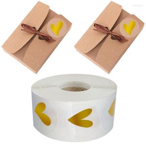 Wrap Prezent 500pcs Clear Gold Heart Atlesive Naklejka Pieczęci Pieczęcie Etykieta Dziękuje