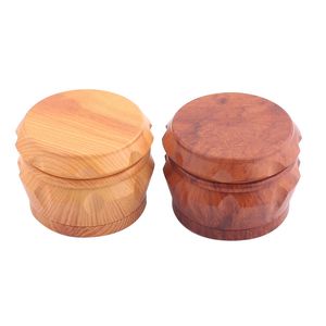 Wood Drum Smoking Herb Grinders 4 Piece Resin Wood-Printed Tobacco Shredder Hand Grinder 40mm 50mm 63mm